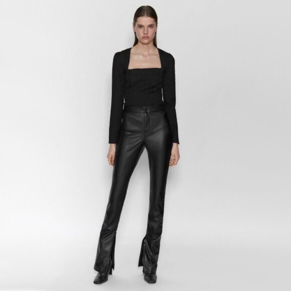 NWT Zara black structured textured square neck bodysuit, M - Picture 6 of 13